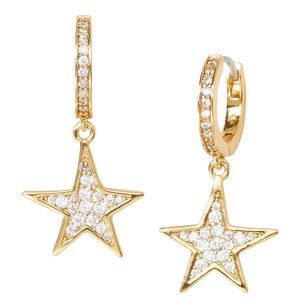 KATE SPADE  Pave Star Drop Huggie Earrings